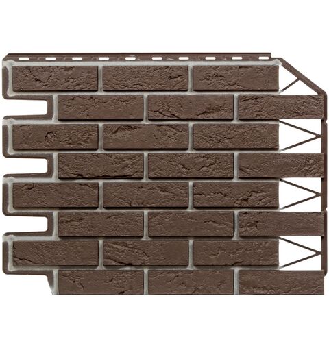 Фасадные панели (Цокольный Сайдинг) Фасайдинг Дачный Баварский Кирпич Темно-коричневый