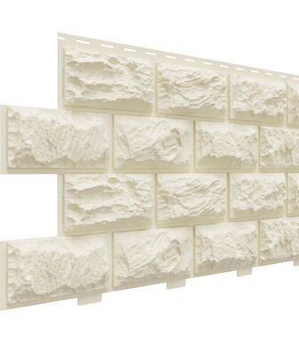 Фасадные панели (Цокольный Сайдинг) Доломит Альпийский 2-х метровый (Дикий Камень) Слоновая кость 