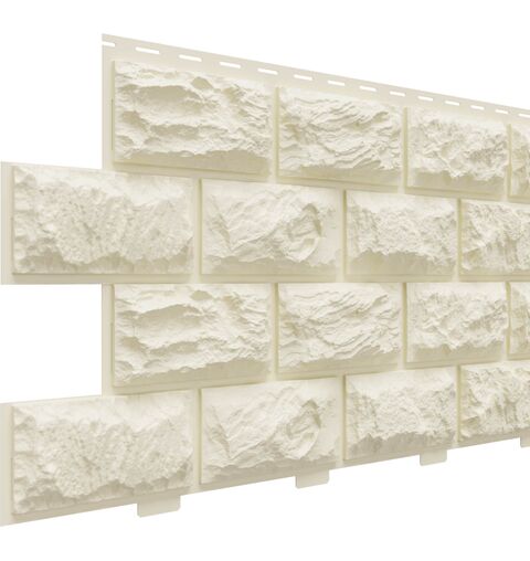 Фасадные панели (Цокольный Сайдинг) Доломит Альпийский 2-х метровый (Дикий Камень) Слоновая кость
