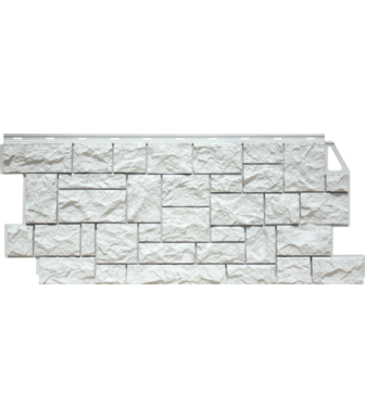 Фасадные панели (Цокольный Сайдинг) FineBer Камень Дикий Мелованный белый 