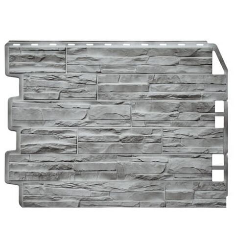 Фасадные панели (Цокольный Сайдинг) Фасайдинг Дачный Скол 3D-Facture Светло-серый