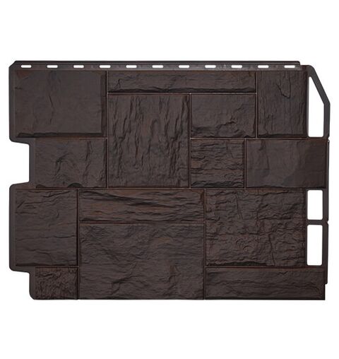 Фасадные панели (Цокольный Сайдинг) Фасайдинг Дачный Туф 3D-Facture Темно-коричневый
